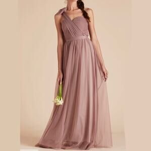 Birdy Grey Christina Convertible Tulle Sandy Mauve Bridesmaids Maxi Dress MEDIUM